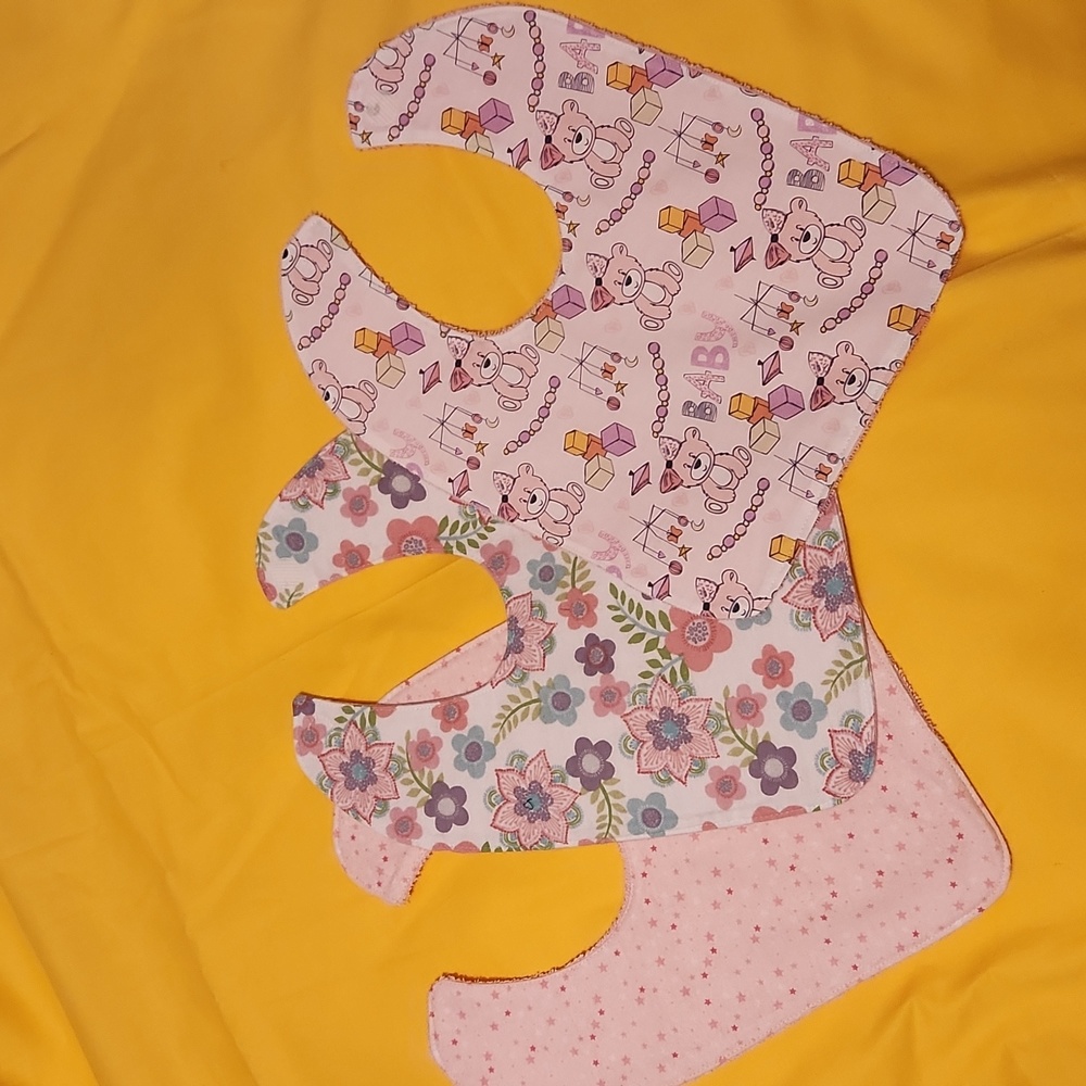 Handmade  Baby Bibs for girls,  set of 3.